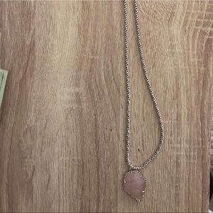 Long rose quartz Kendra Scott necklace
